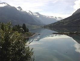 Innvik Fjord looking eastwards towards Loen and Olden, from Marsåvika, 4.5 miles from Stryn hostel